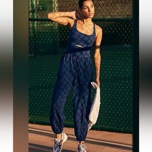 Free People Movement Righteous One Piece Navy Blue Large Jumpsuit Travel Lounge